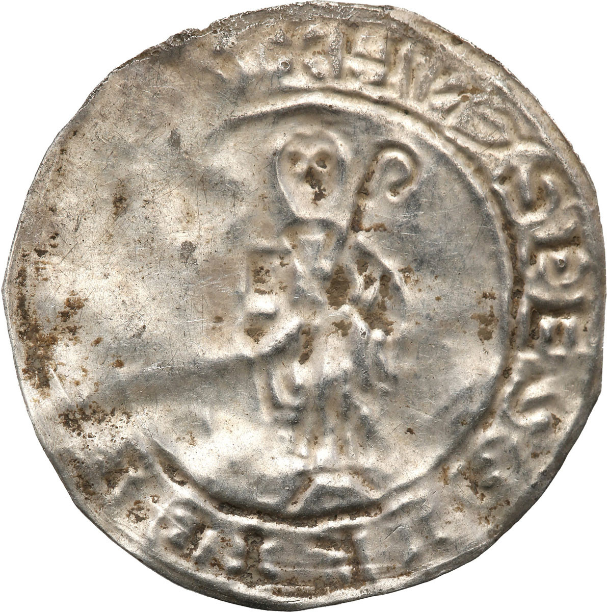 Bolesław III Krzywousty (1102-1138). Brakteat wzór rzymski (jednopostaciowy), Kraków, 1127 r. - RZADKOŚĆ R7